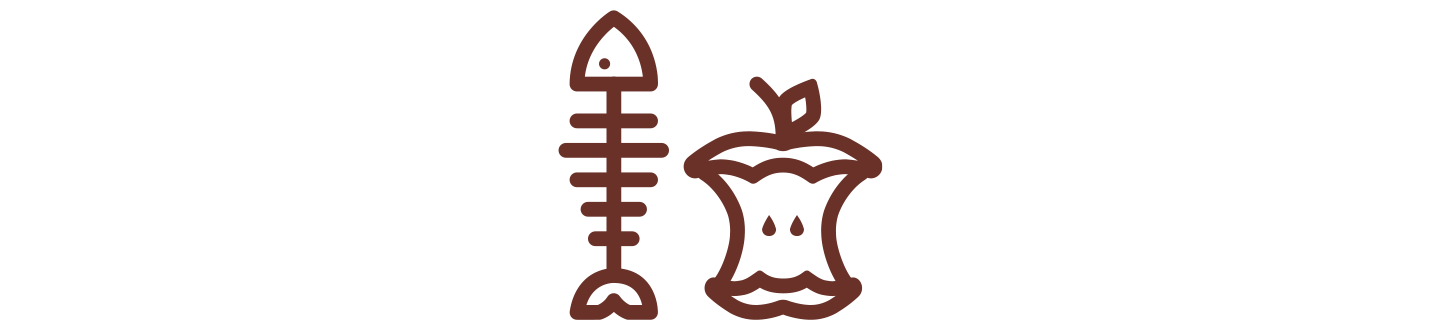Symbol für Biomüll: Fischgräten und Apfelgriebsch